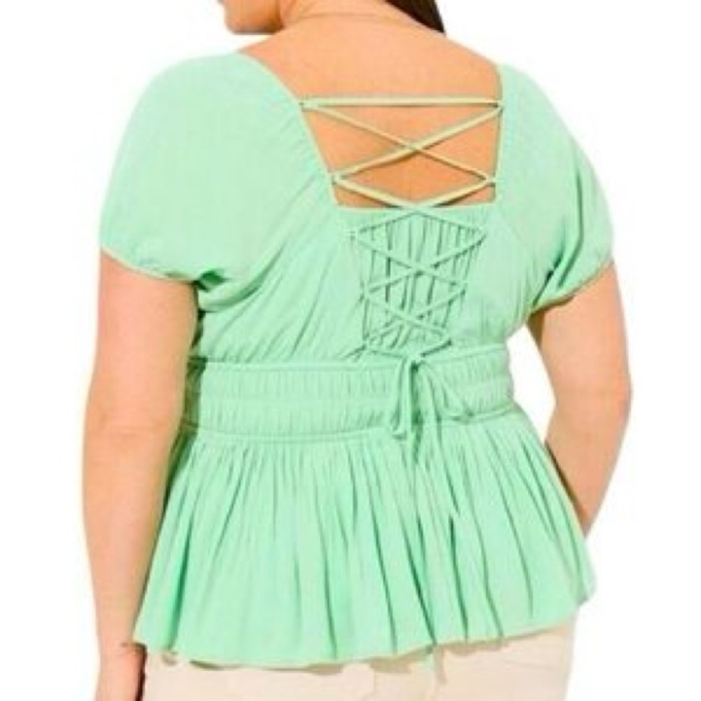 TORRID‎ Washable Crinkle Gauze Cris Cross Back Top NWT